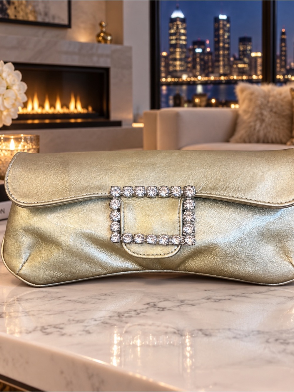 Clutch Gold Rhinestone with a Buckle
